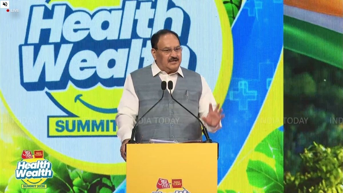 JP Nadda focused on strengthening India's health infrastructure at HealthWealth Summit. (Credits: India Today)