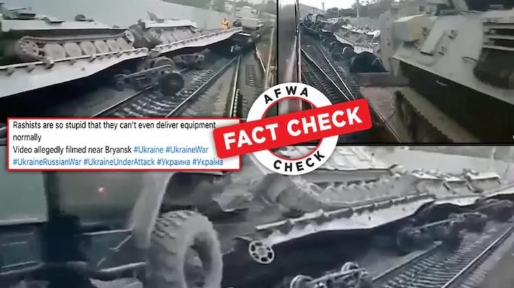 Russian goods train overturned