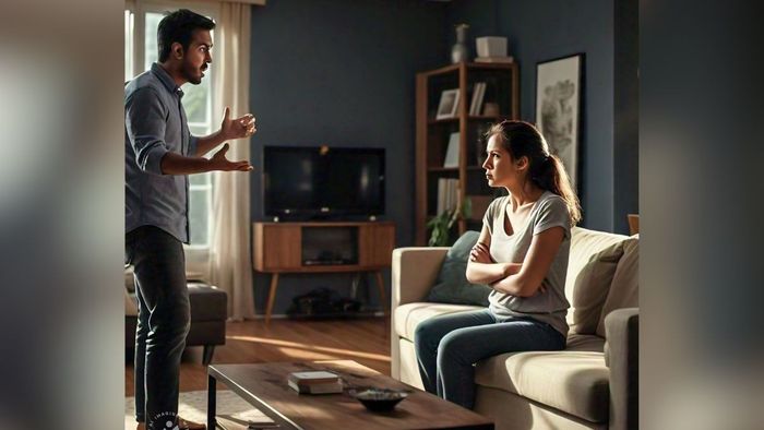 पती-पत्नीमध्ये वाद झाला. (प्रतिमा स्त्रोत: META AI)