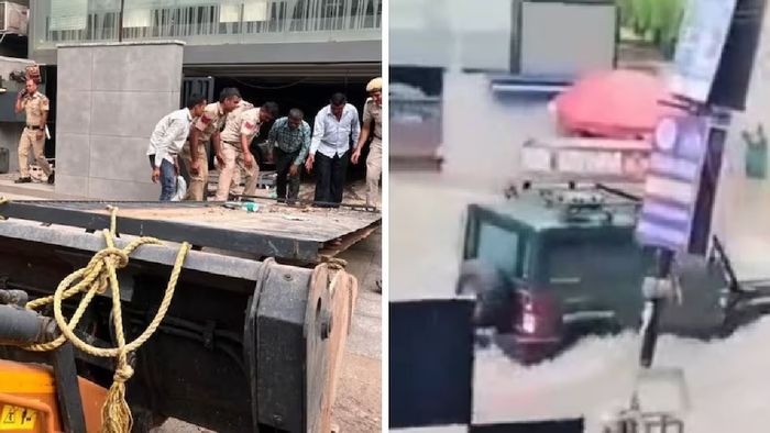 વીડિયો ફૂટેજમાં એસયુવી ડ્રાઈવર કારને છીનવી લેતો જોવા મળે છે.