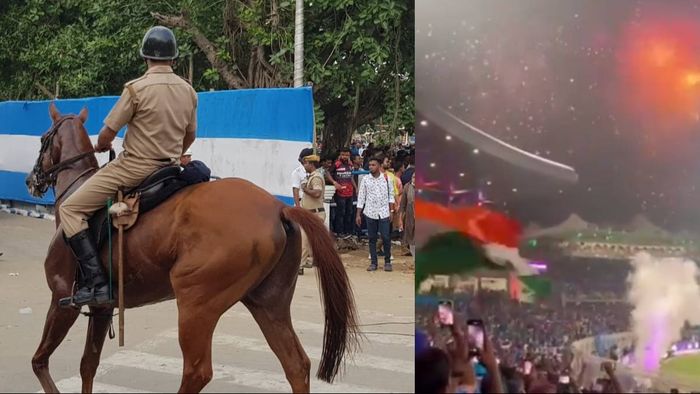 ইডেনে ভারতের জয়ের পর আতসবাজির প্রদর্শনী