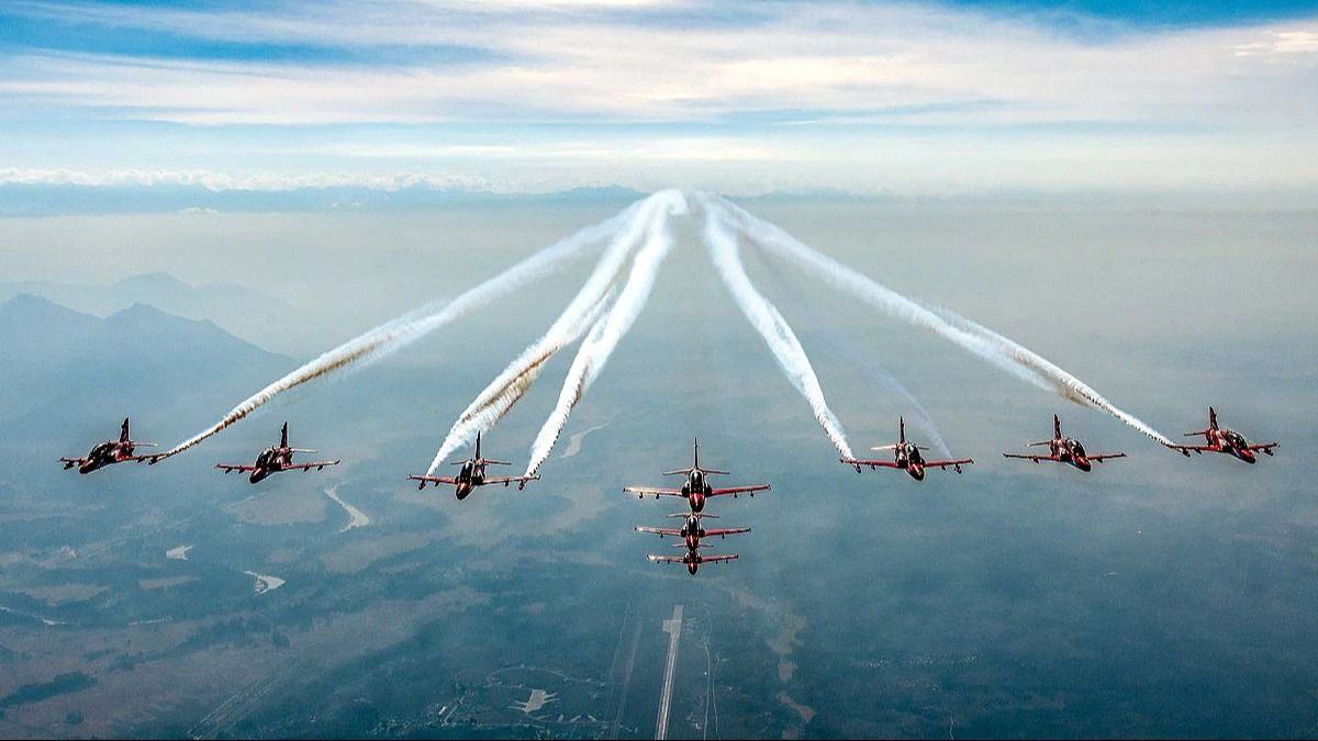 suryakiran aerobatic show at narendra modi stadium
