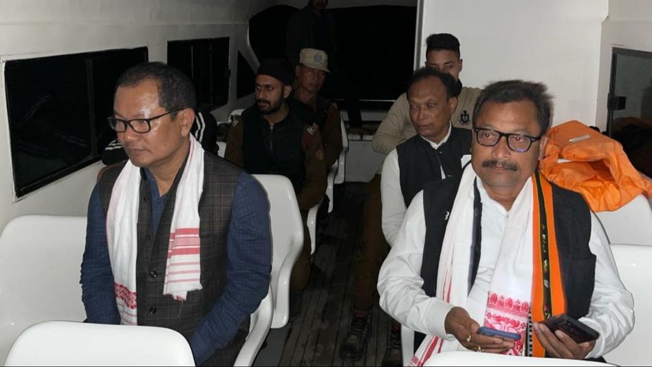 Assam's Deputy Speaker Numal Momin stranded on boat in Majuli Assam's Deputy Speaker Numal Momin stranded on boat in Majuli
