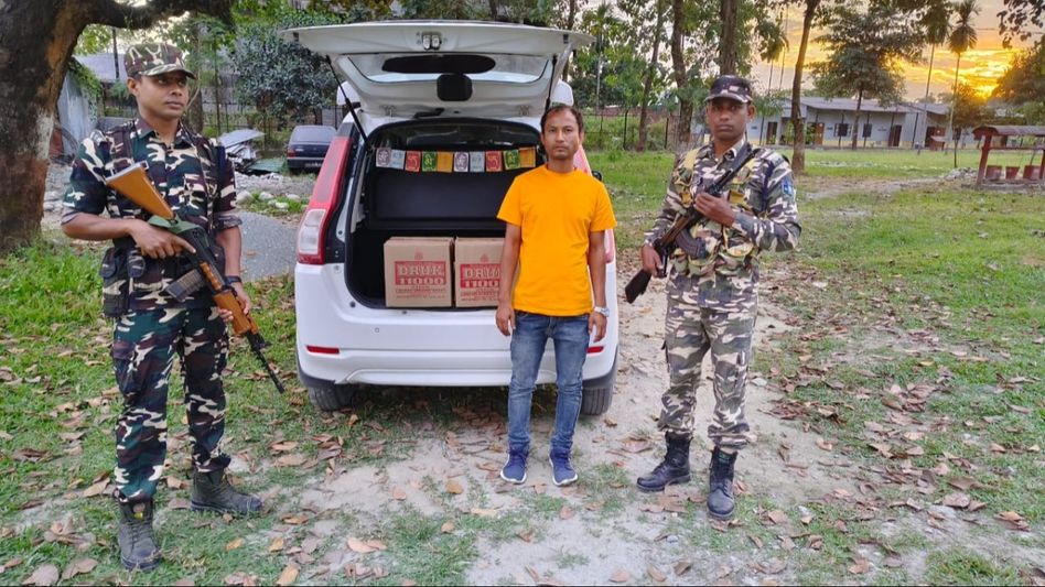 Assam: Security forces seize Bhutanese liquor from Indo-Bhutan international border Assam: Security forces seize Bhutanese liquor from Indo-Bhutan international border