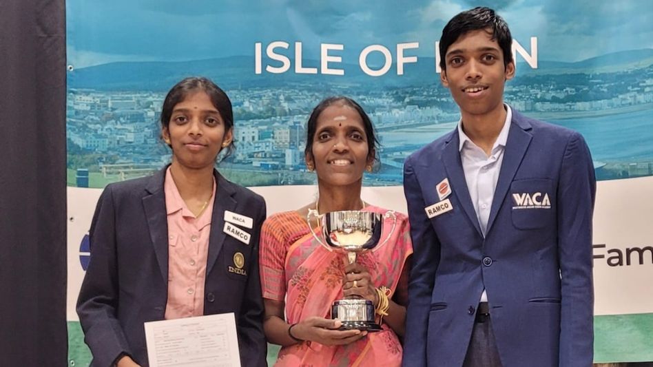 Vaishali and Praggnanandhaa with their mother Vaishali and Praggnanandhaa with their mother