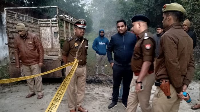 Police at murder site