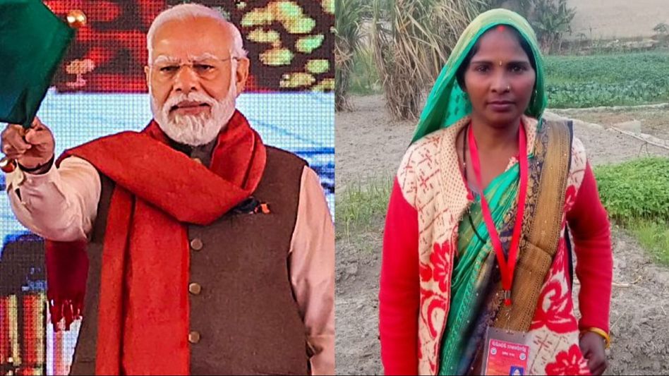 PM Modi and Chanda Devi PM Modi and Chanda Devi