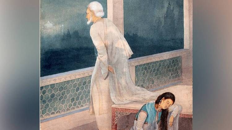 शाहजहां लुकिंग ऐट द ताज, अब्दुल रहमान चुगताई का जलरंग