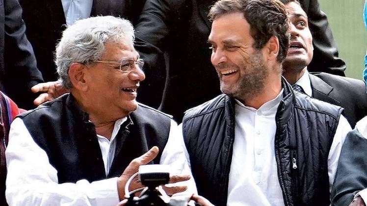 रणनीतिक समझ- कांग्रेस अध्यक्ष राहुल गांधी के साथ वाम नेता सीताराम येचुरी 
