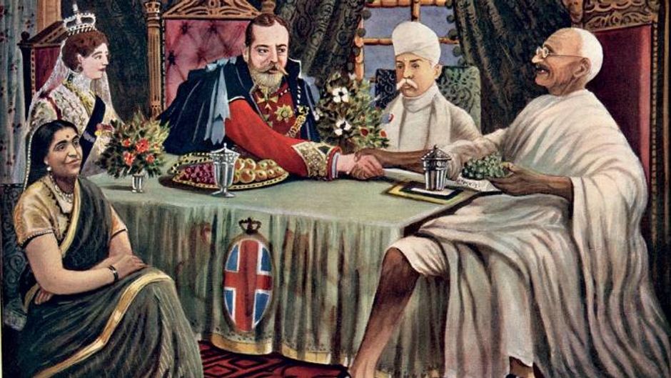 ‘महात्माजी की बकिंघम पैलेस में राजा-बादशाह से भेंट’, श्याम सुंदर लाल, कानपुर द्वारा1930 के दशक के आर