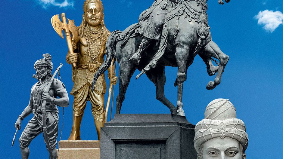 राणा पुंजा, परशुराम, पृथ्वीराज चौहान और सम्राट अशोक (बाएं से दाएं)