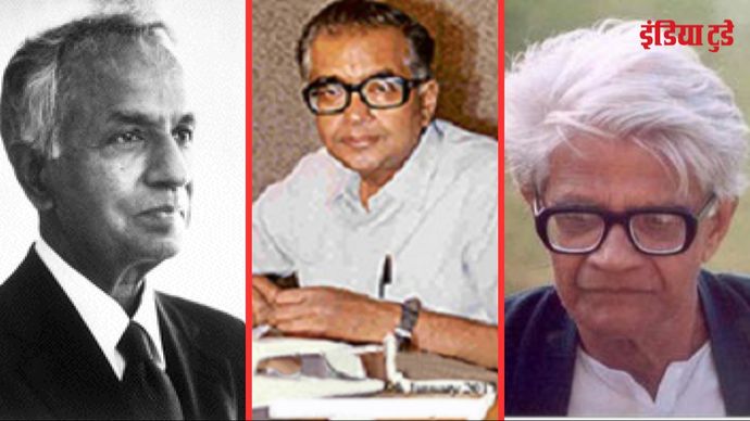 एस. चंद्रशेखर, प्रो. सी वी. विश्वेश्वर और प्रो. अमल कुमार रायचौधरी (बाएं से दाएं)