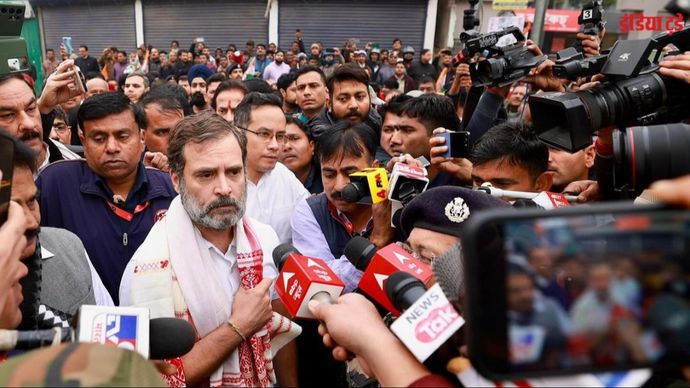 असम में भारत जोड़ो न्याय यात्रा के दौरान राहुल गांधी/तस्वीर - इंडियन नेशनल कांग्रेस
