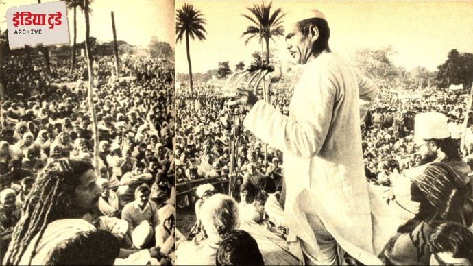 किसानों की सभा में टिकैत/तस्वीर - इंडिया टुडे मैगजीन