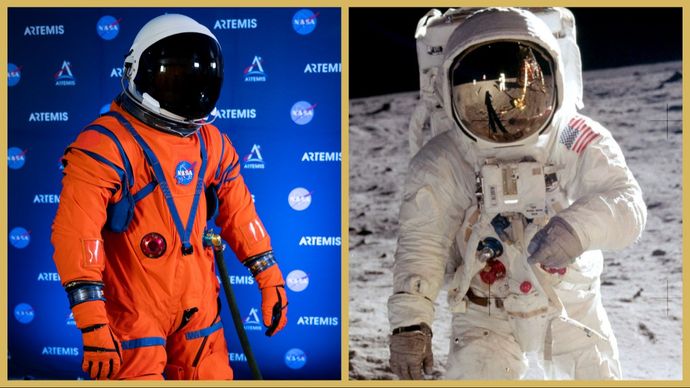 ऑरेन्ज और सफेद कपड़ों में एस्ट्रोनॉट (फोटो:नासा)