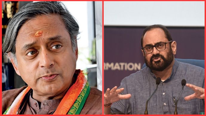 कांग्रेस सांसद शशि थरूर और भाजपा के राजीव चंद्रशेखर