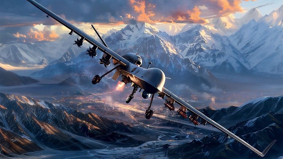 लद्दाख के ऊपर ड्रोन की एक कलात्मक प्रस्तुति