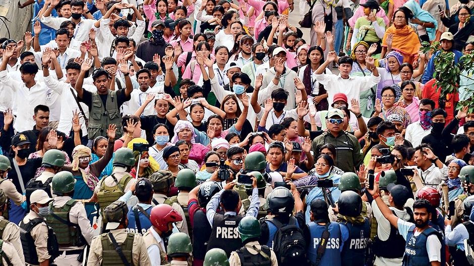 इंफाल शहर में 10 सितंबर को छात्रों का प्रदर्शन