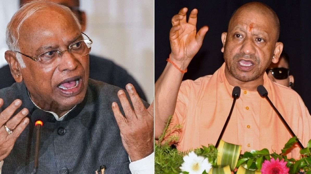 (बाएं) कांग्रेस अध्यक्ष मल्लिकार्जुन खड़गे और (दाएं) यूपी के सीएम योगी आदित्यनाथ