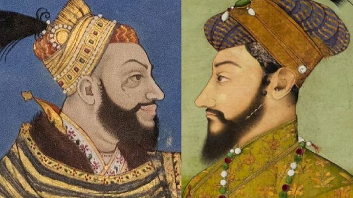 इस तस्वीर में एक ओर दारा शिकोह (बाएं) और दूसरी तरफ औरंगजेब (दाएं) नजर आ रहे हैं. (फोटो साभार: विकिमीडिया कॉमन्स)