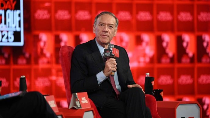 इंडिया टुडे कॉन्क्लेव-2025 के दौरान बोलते पूर्व अमेरिकी विदेश मंत्री माइक पोम्पियो