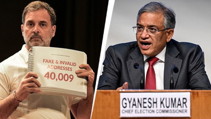 कांग्रेस नेता राहुल गांधी और CEC ज्ञानेश कुमार