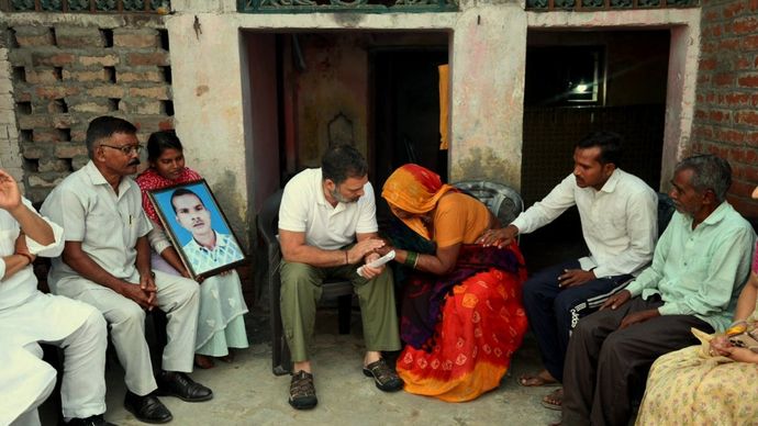 Rahul Gandhi Fatehpur visit, Hariom death case, Dalit family meeting, Rahul Gandhi news today, Fatehpur Uttar Pradesh news, Dalit justice demand, Rahul Gandhi press talk, UP government response, Congress leader visit