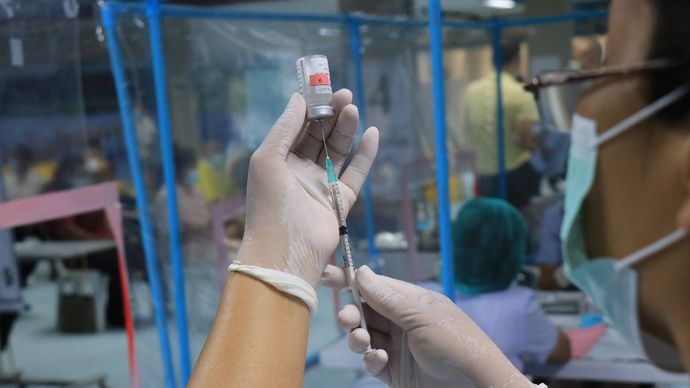 the TAK-003 contains weakened forms of the four types of dengue virus, helping the body to build immunity without causing the disease.