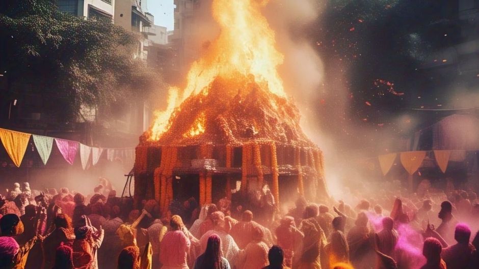 होलिका दहन की सांकेतिक तस्वीर. (सौजन्य मेटा एआई)