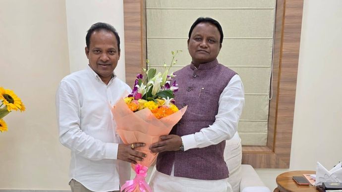 Rabindra jena with CM Mohan charan majhi