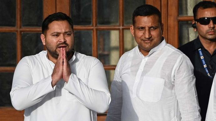 rjd leader tejashwi yadav with sanjay yadav
