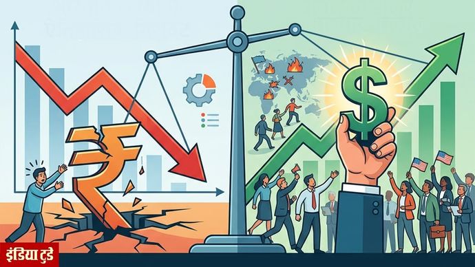 अमेरिकी डॉलर की तुलना में रुपए