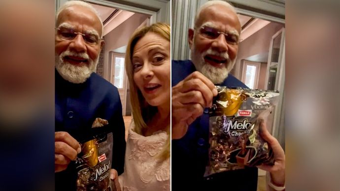 PM Modi gifts Melody toffees to Giorgia Meloni during Rome meeting