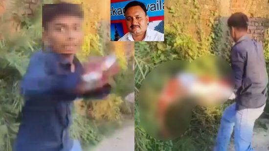 गोरखपुर में ठेकेदार की सनसनीखेज हत्या से गरमाई यूपी की ब्राह्मण राजनीति गोरखपुर हत्याकांड का वीडियो ग्रैब; इनसेट में मृतक शिवकुमार त्रिपाठी