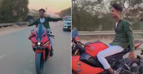 कैमरा ऑन, कानून ऑफ! यूपी में रीलबाजी बनी पुलिस-प्रशासन के लिए सिरदर्द बाइक पर स्टंट दिखाता एक युवक (सांकेतिक तस्वीर)