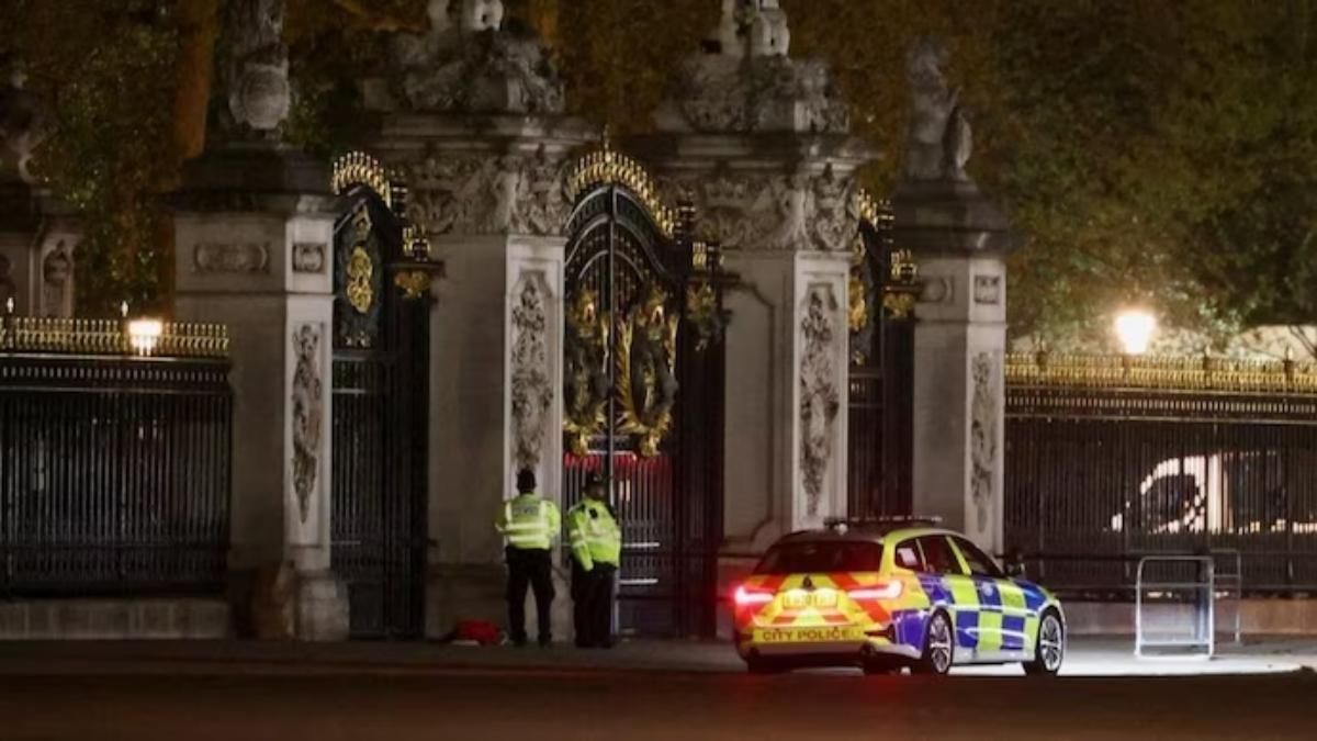 a man was arrested outside Buckingham Palace after he threw suspected shotgun cartridges into the palace grounds.