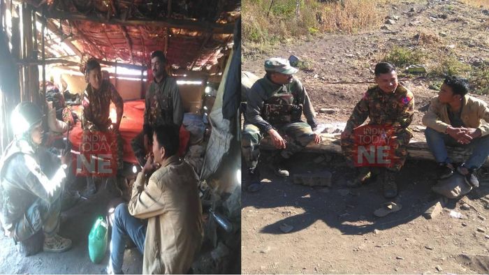 Assam Rifles personnel interacting with Myanmar Army