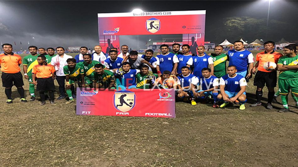 In the fifth International Veteran Football Championship, CMG club of Nepal, Manipur Veterans, have booked their berth in the semi-finals. In the fifth International Veteran Football Championship, CMG club of Nepal, Manipur Veterans, have booked their berth in the semi-finals.