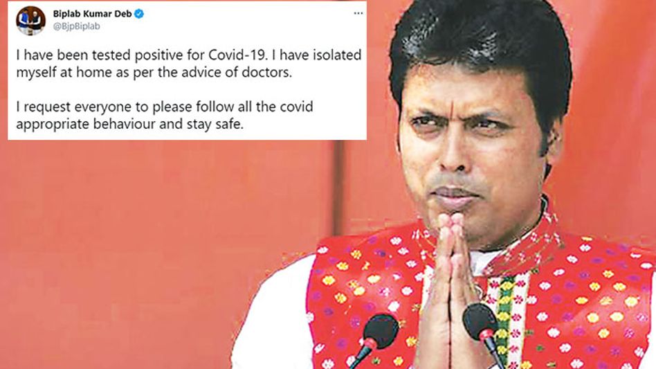 Tripura chief minister Biplab Deb tests positive for coronavirus Tripura chief minister Biplab Deb tests positive for coronavirus
