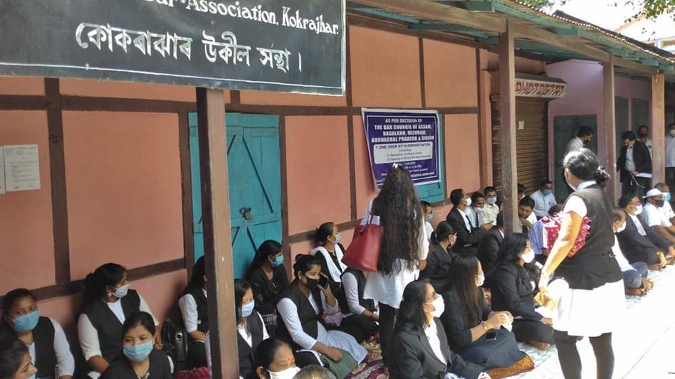 Assam: Advocates in Kokrajhar stage sit-in-demonstration demanding resumption of court Assam: Advocates in Kokrajhar stage sit-in-demonstration demanding resumption of court
