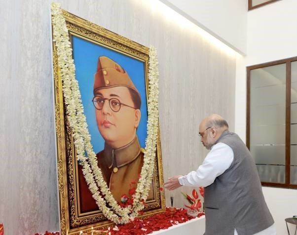 Amit Shah pays tributes to Netaji Subhas Chandra Bose in Guwahati