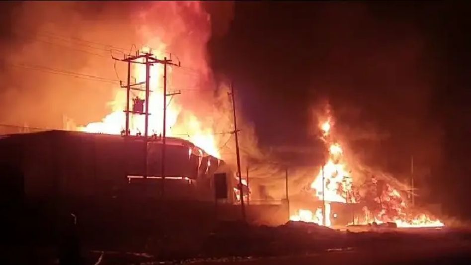 Massive fire breaks out in chemical factory at Byrnihat, Meghalaya Massive fire breaks out in chemical factory at Byrnihat, Meghalaya