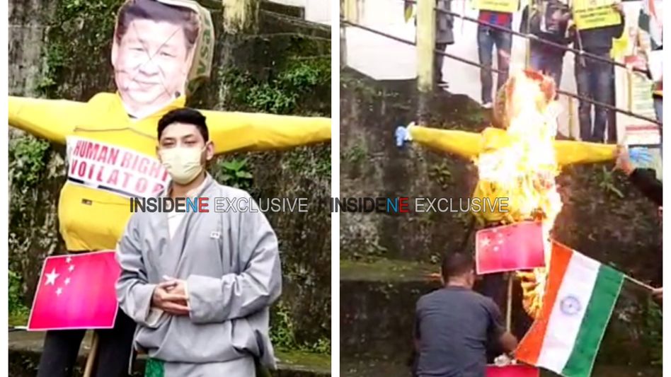 Sikkim: Tibetan community burn Xi Jinping's effigy Sikkim: Tibetan community burn Xi Jinping's effigy