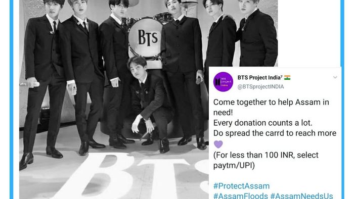 Bts group donate for Assam flood