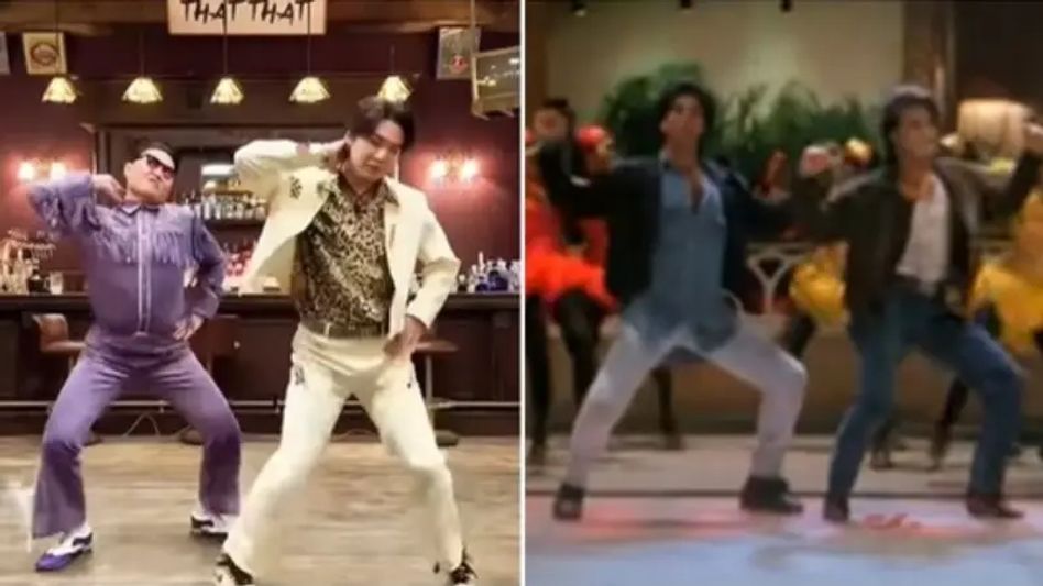 BTS' Suga and Psy dance to Akshay Kumar's Main Khiladi Tu Anari, ARMY reacts BTS' Suga and Psy dance to Akshay Kumar's Main Khiladi Tu Anari, ARMY reacts