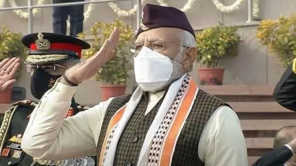 PM Modi wears stole from Manipur at Republic Day celebration; pics go viral PM Modi wears stole from Manipur at Republic Day celebration; pics go viral