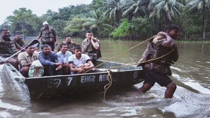 Indian Army launched 9 columns of Gajraj Corps in seven district of Assam for flood rescue operation