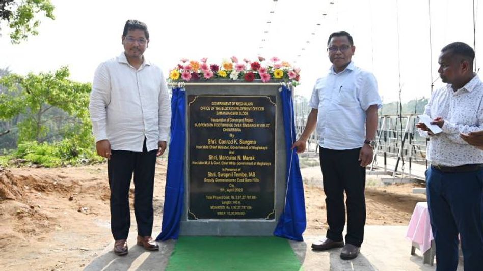 Meghalaya: CM Sangma inaugurates MGNREGS Suspension Footbridge over river Simsang at Chisobibra Meghalaya: CM Sangma inaugurates MGNREGS Suspension Footbridge over river Simsang at Chisobibra