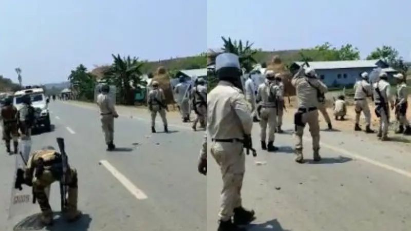 Manipur: Police trying to control protesters in Sora Area against land aquisition of Sports Complex