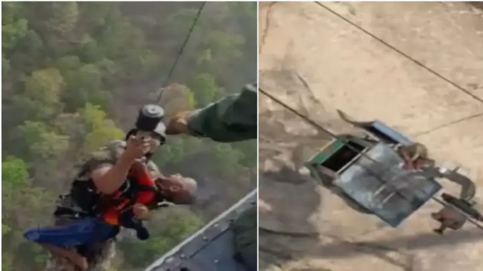 Jharkhand: Another person fall while being rescued in cable car accident Jharkhand: Another person fall while being rescued in cable car accident